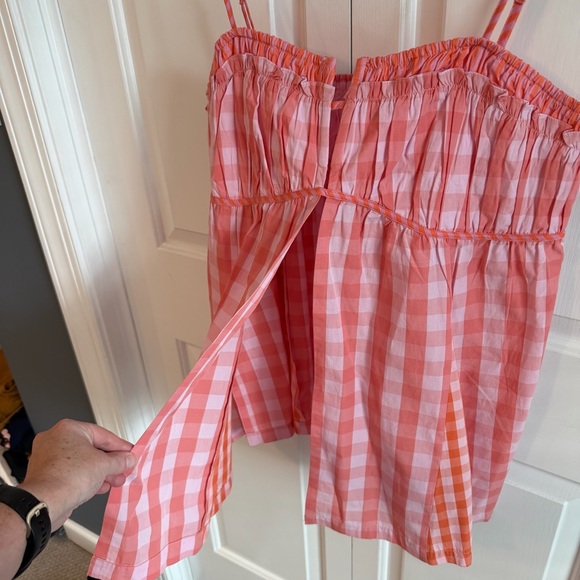 Anthropologie Pink and Orange Gingham Top, Size M - Picture 2 of 11